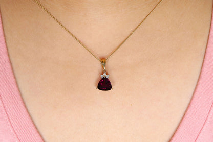 Trillion Cut Garnet Pendant 14K Gold