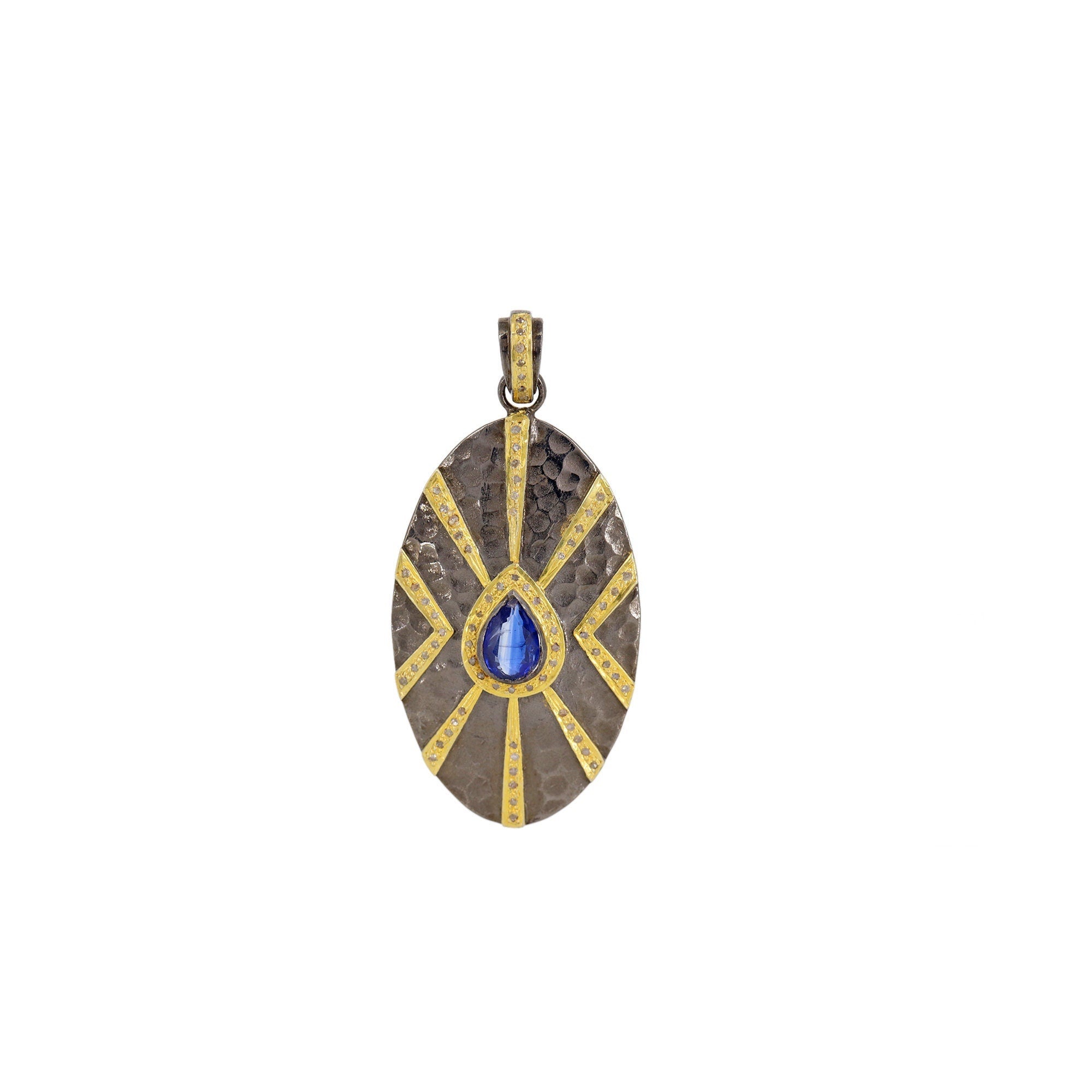 Blue Color Stone Pendant Gold