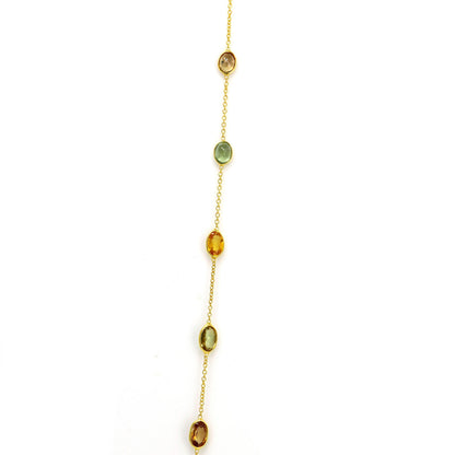Multi Sapphire Gemstone Necklace 14K Gold