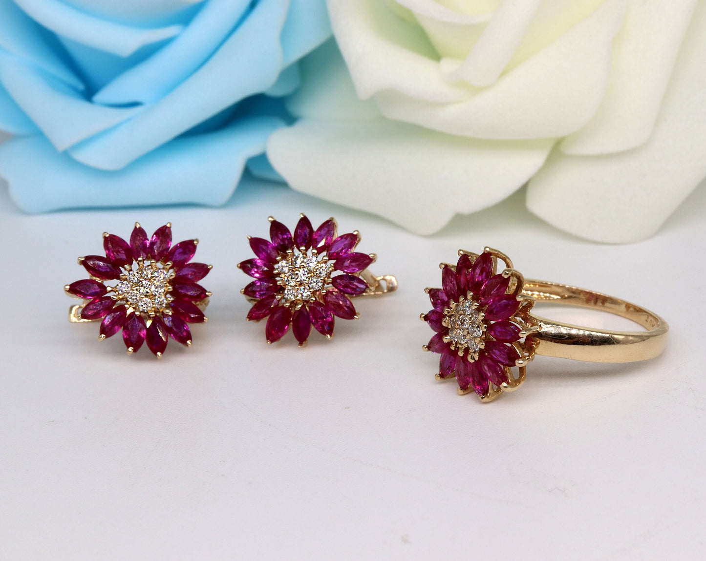 Ruby Gemstone Jewelry Handmade Jewelry Earring 14K Gold