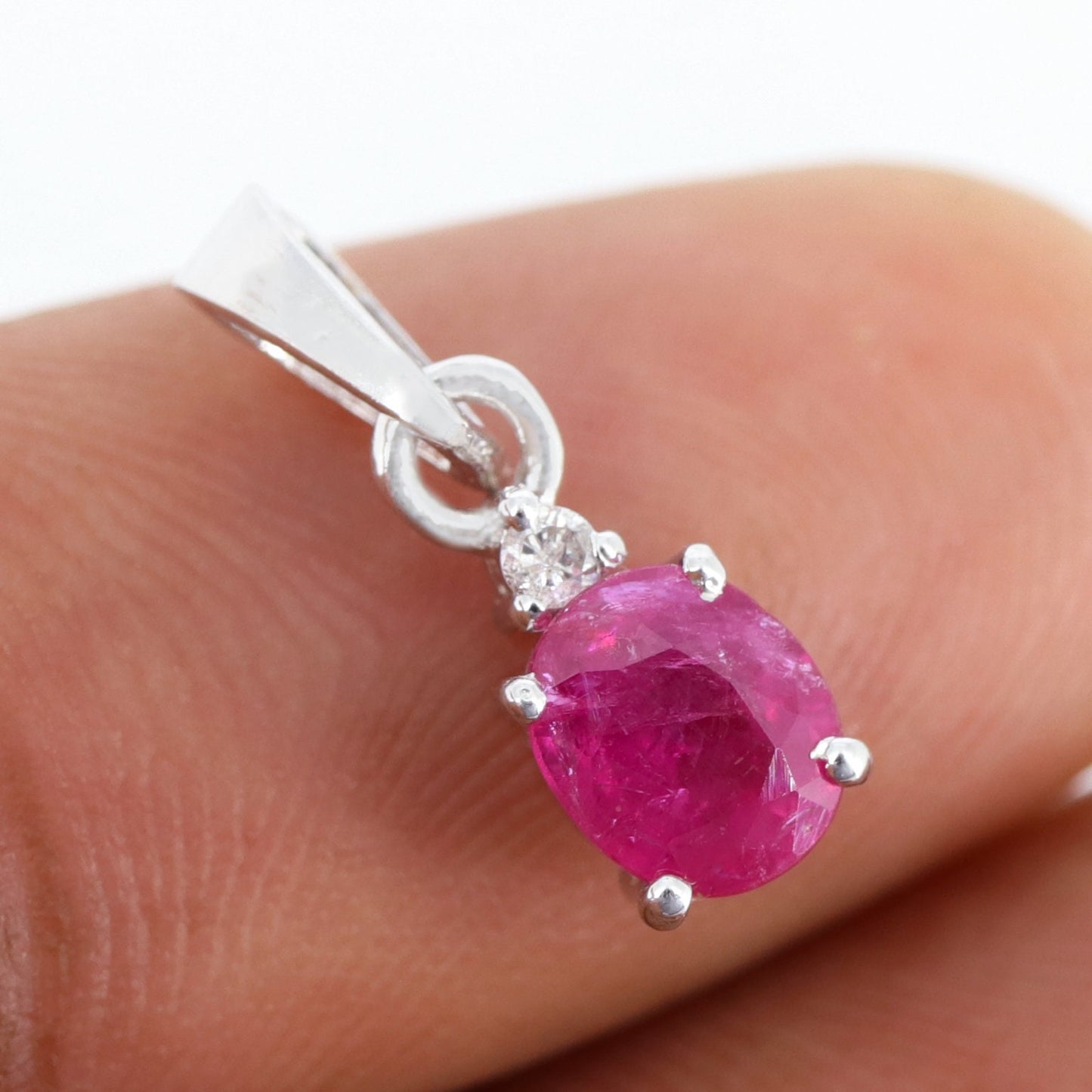 Oval Ruby Necklace Silver