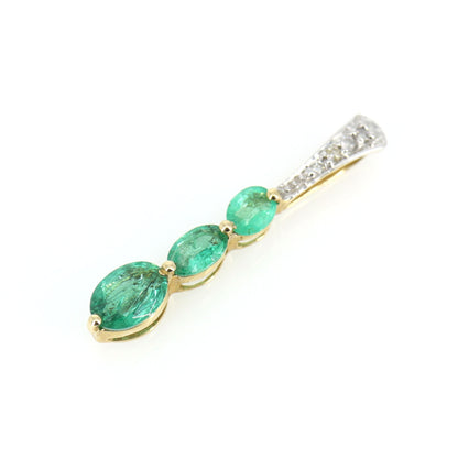 Yellow Oval Cut 0.77 Emerald Round Cut 0.03 Pendant 14K Gold