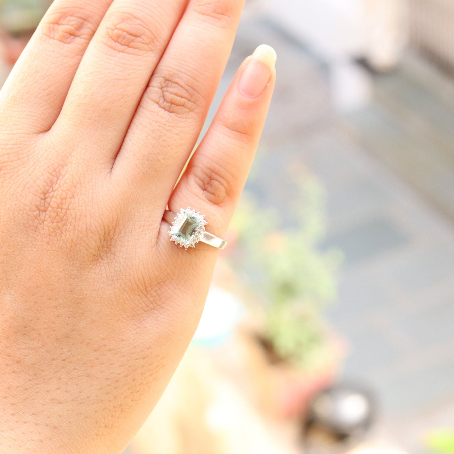 Cluster Aquamarine Jewelry Aquamarine Ring 14K Gold