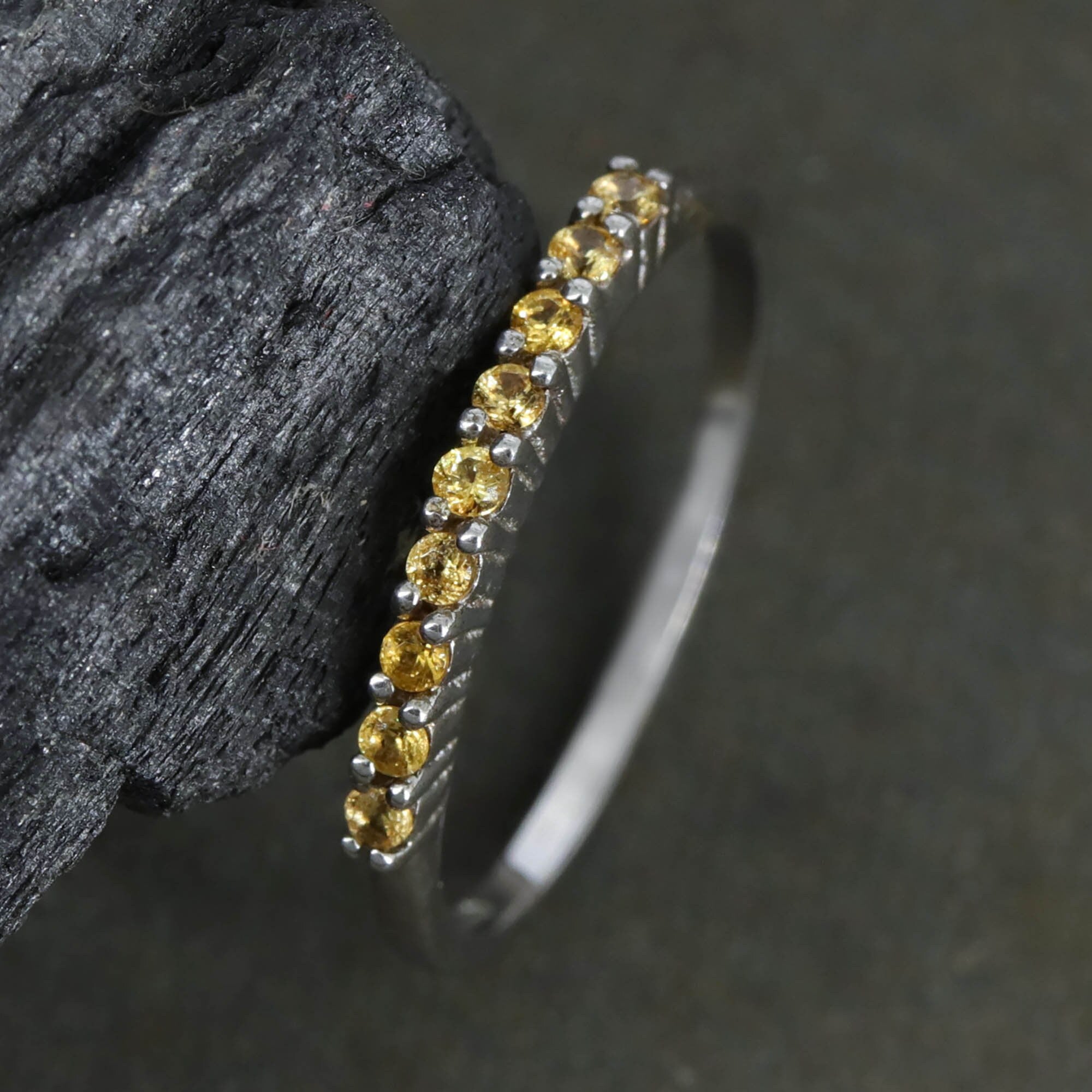 Minimalist Amethyst Smokey Quartz Citrine Gemstone Ring Silver