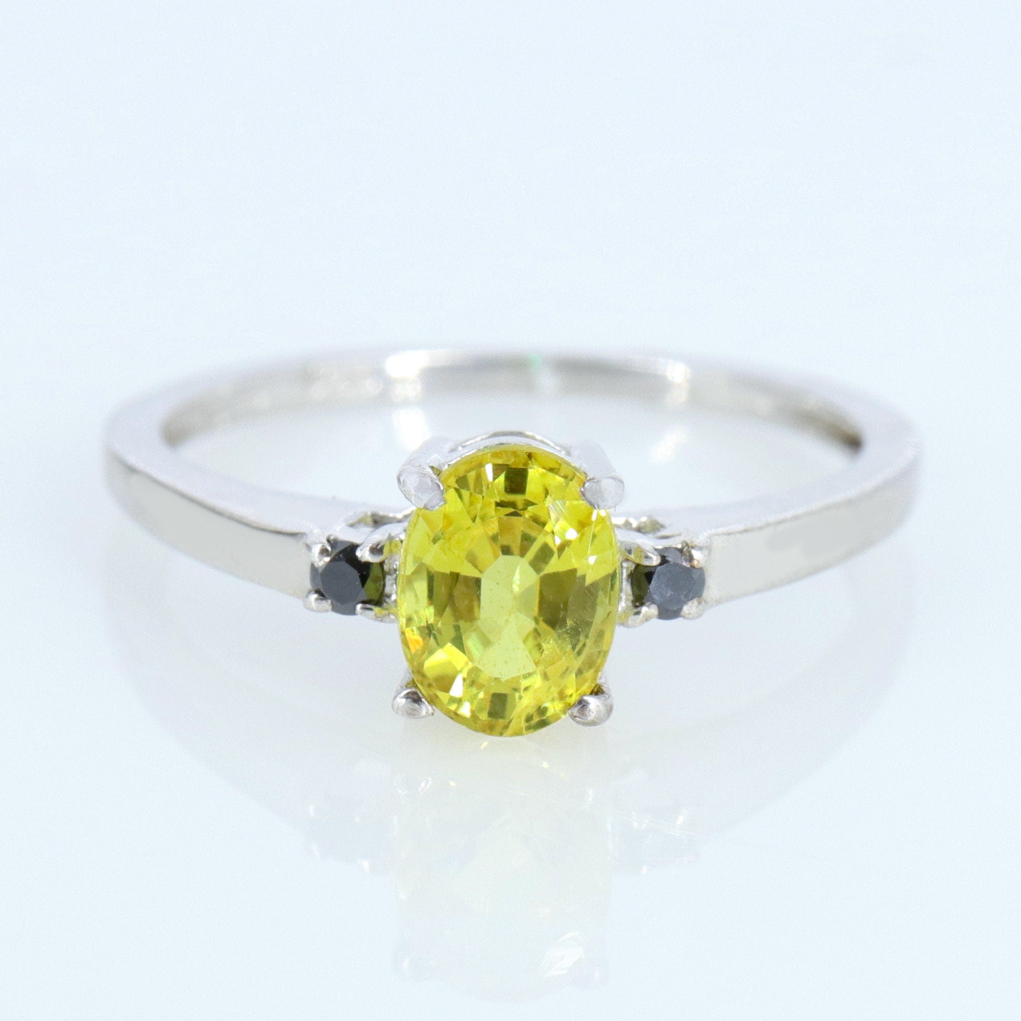 Oval Cut Yellow Sapphire Ring Silver