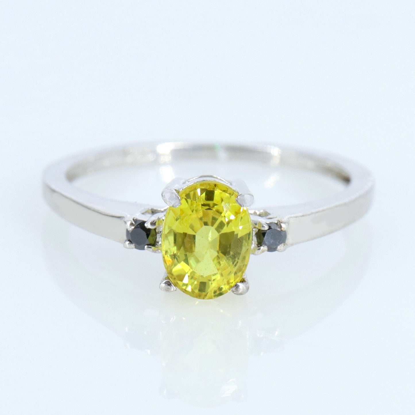 Oval Cut Yellow Sapphire Ring Silver