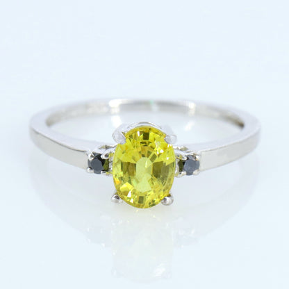 Oval Cut Yellow Sapphire Ring Silver