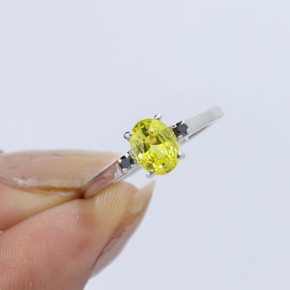 Oval Cut Yellow Sapphire Ring Silver