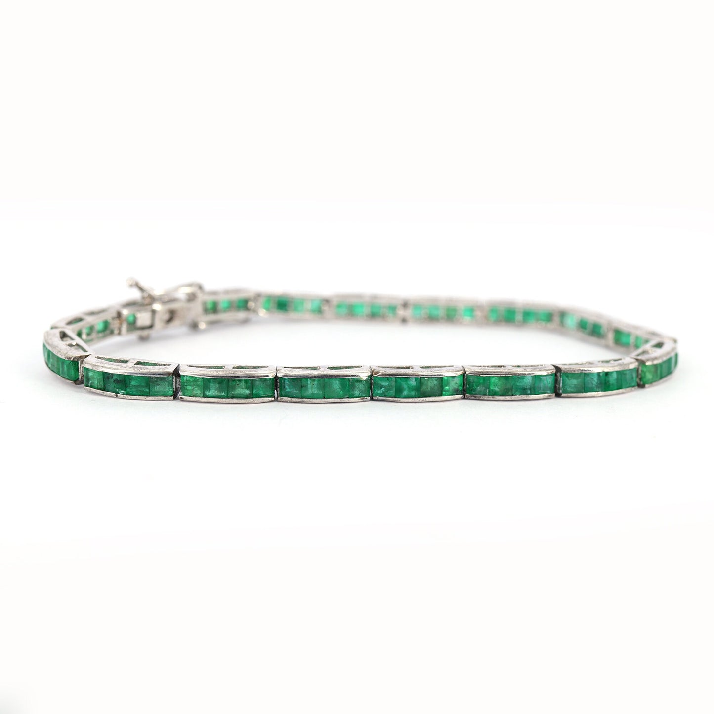 Princess Cut Emerald Bracelet Silver