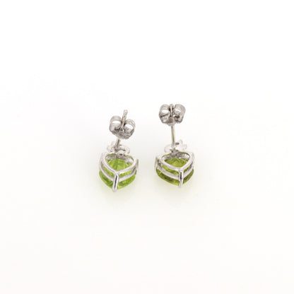 12Mm Tiny White Studded Peridot Earring 14K Gold