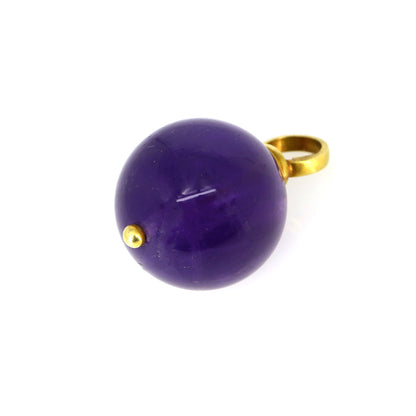 Yellow Estate Amethyst Ball Drop/Dangle Pendant 18K Gold