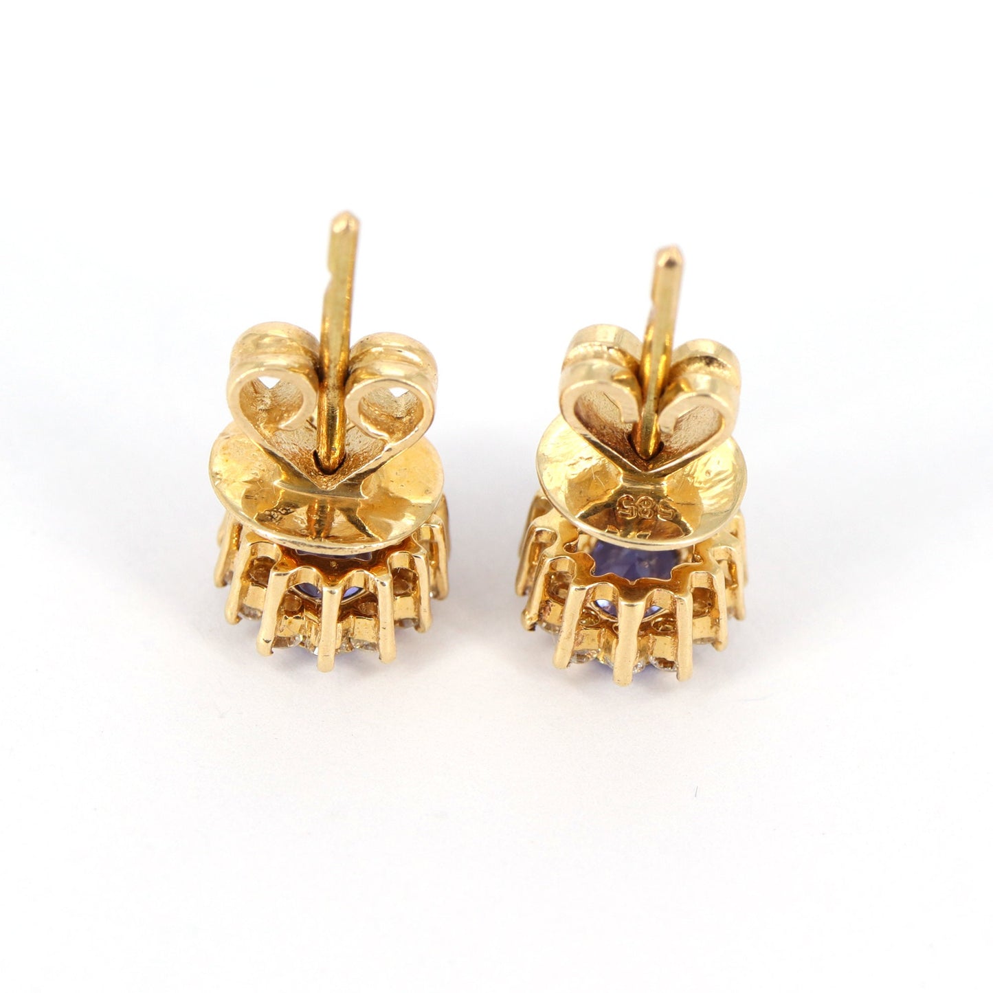 Cluster Studs Yellow Studded Tanzanite Earring 14K Gold