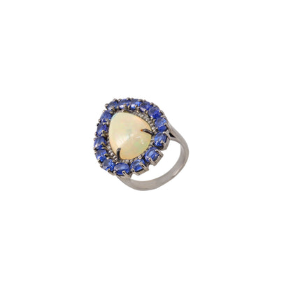 Kyanite & White Opal Ring
