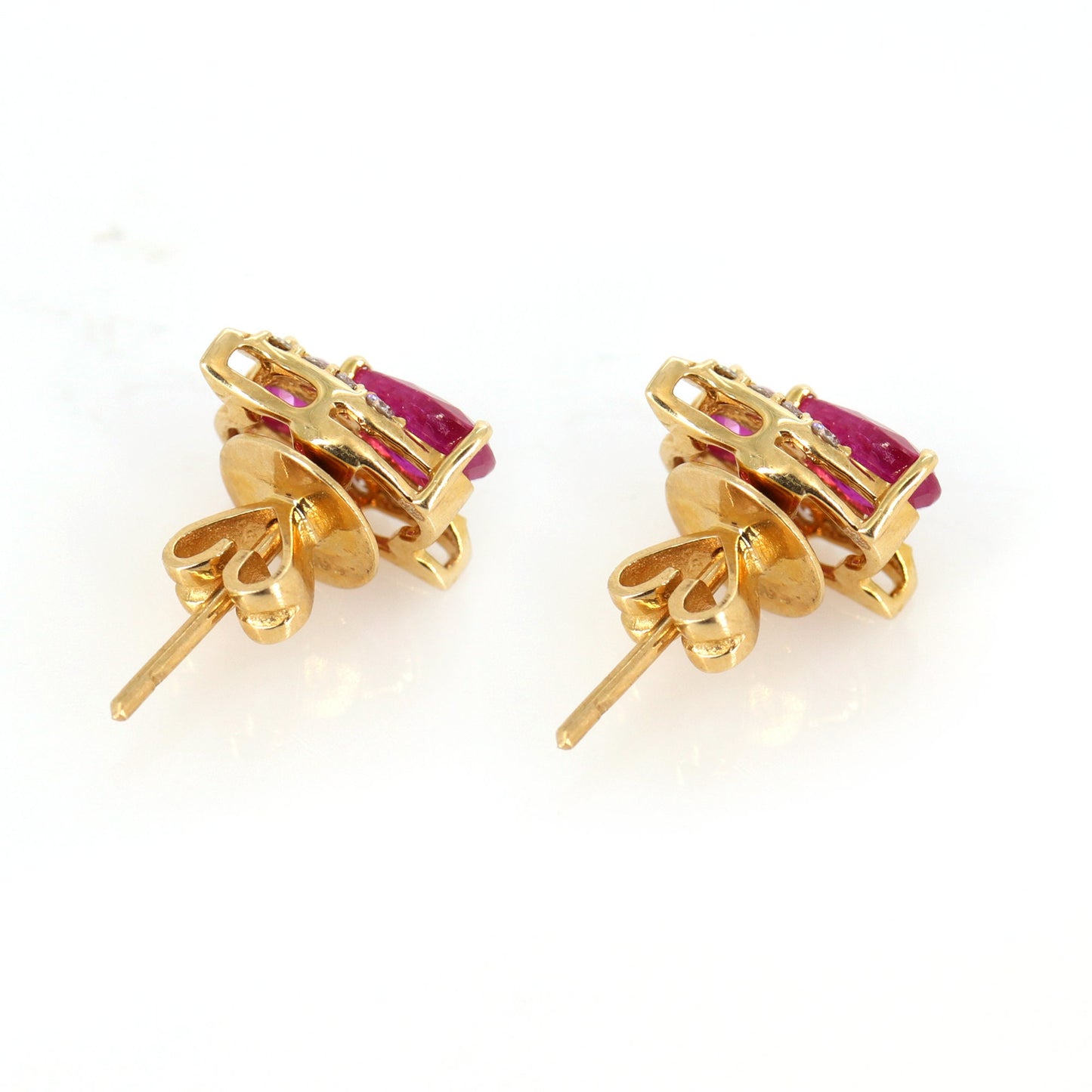 Yellow Classy Ruby Pear Cut Pushbacks Studs/ Small Earring 14K Gold