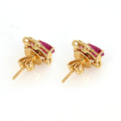 Yellow Classy Ruby Pear Cut Pushbacks Studs/ Small Earring 14K Gold