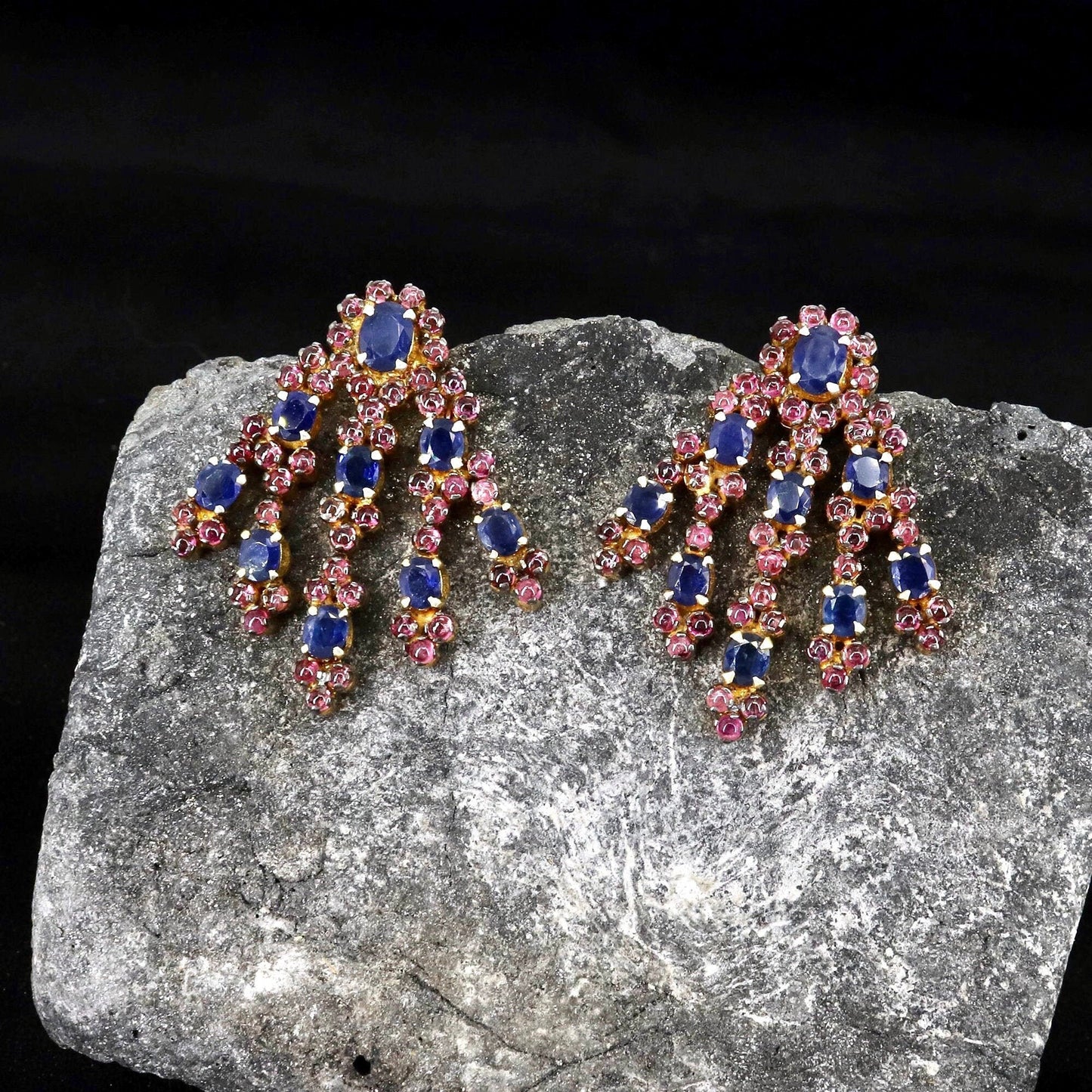 Blue Sapphire & Pink Tourmaline Earring