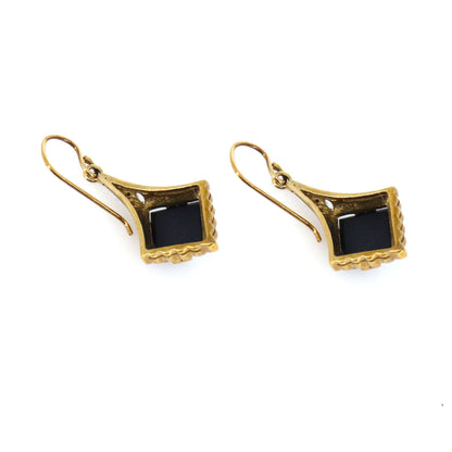 Black Onyx Earring Gold