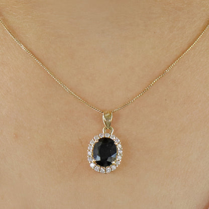 Blue Sapphire Yellow Pendent Pendant 14K Gold