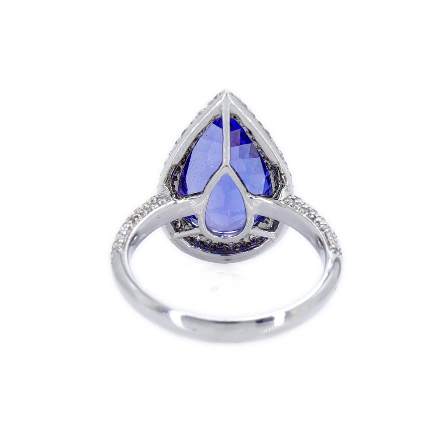 Art Deco White Halo Tanzanite Engagement Ring 14K Gold