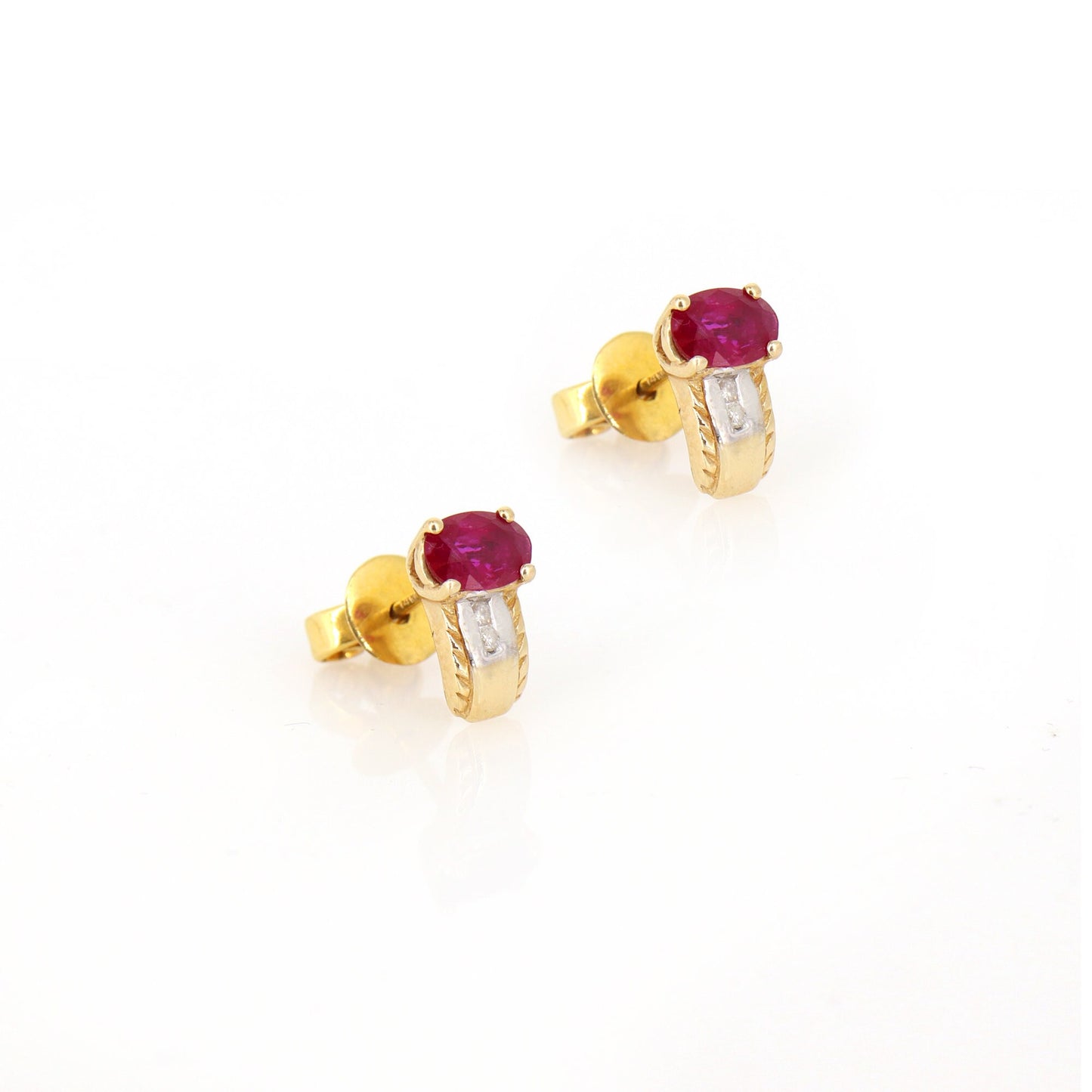 Genuine Ruby Gemstone Studs Minimalist Stud Earring 14K Gold