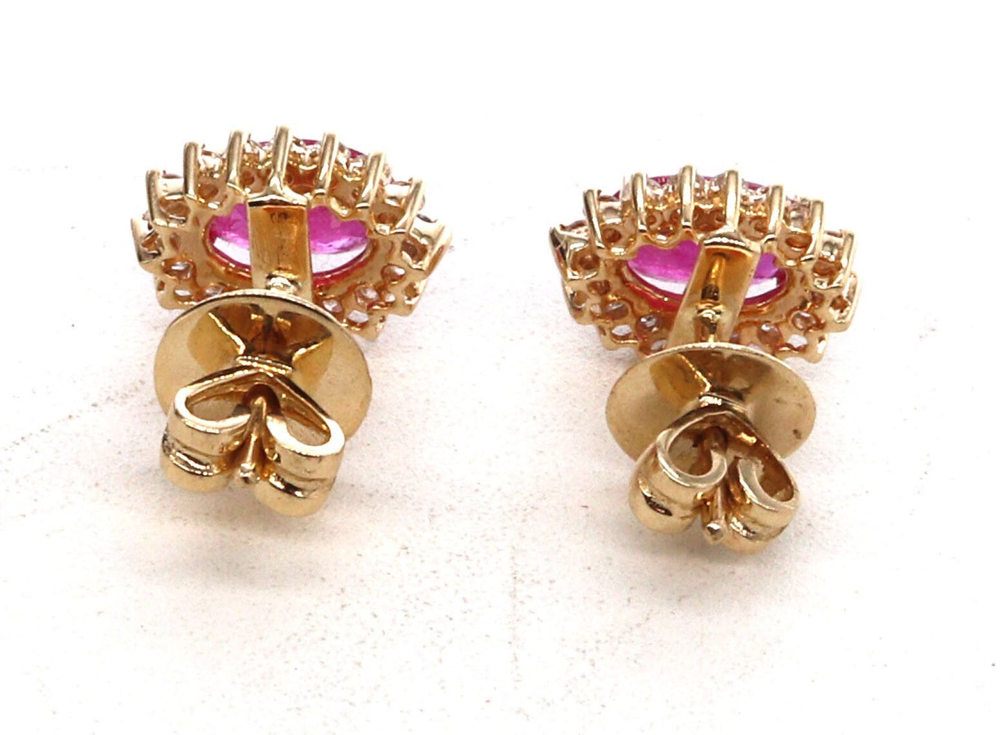 Yellow Ruby Halo Cluster Stud Earring 14K Gold