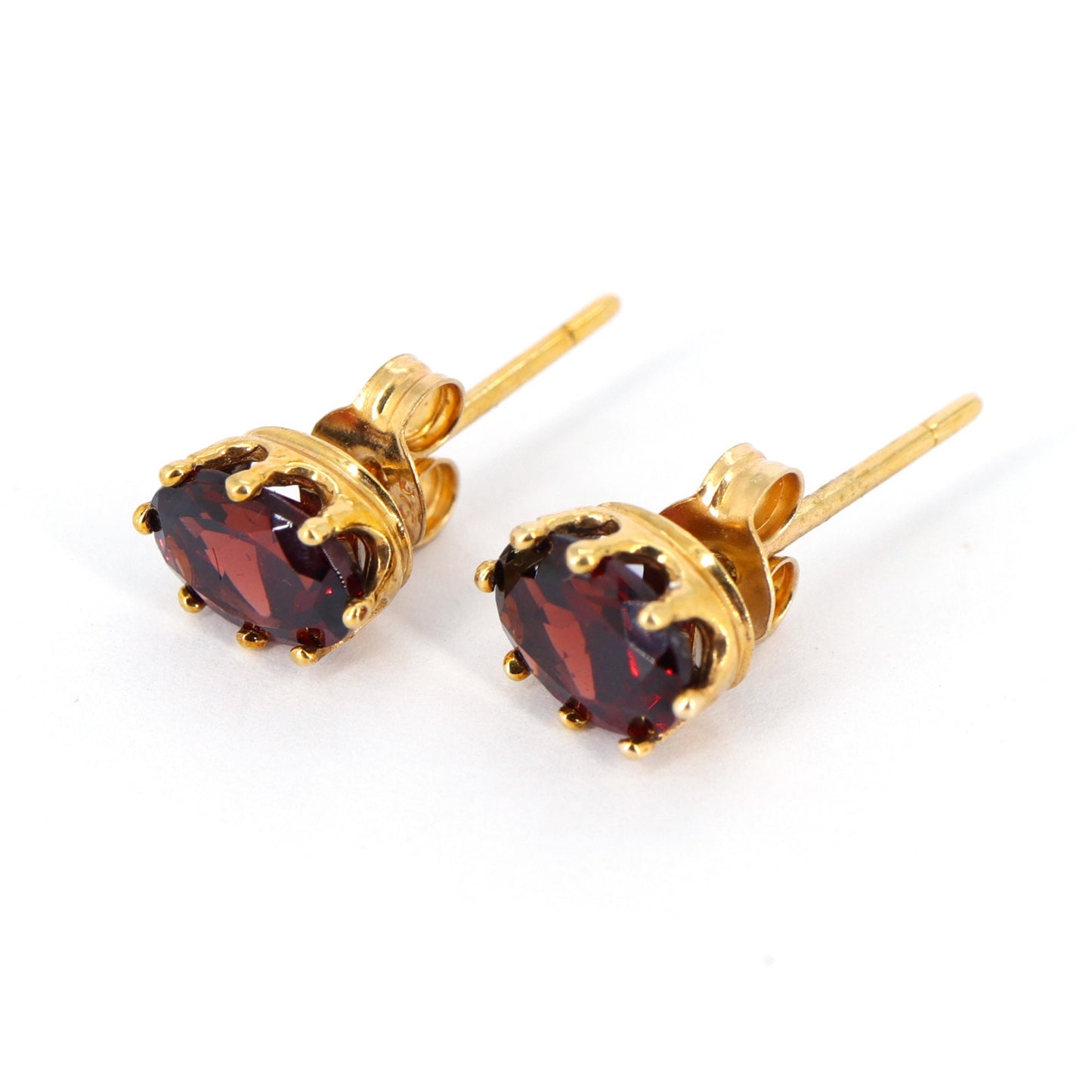 January Garnet Gemstone Studs 9K Yellow Earring Gold