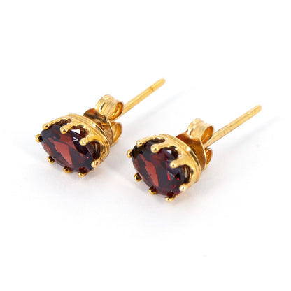 January Garnet Gemstone Studs 9K Yellow Earring Gold