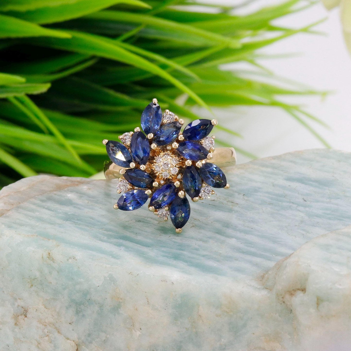 Sapphire & Yellow Ring 14K Gold