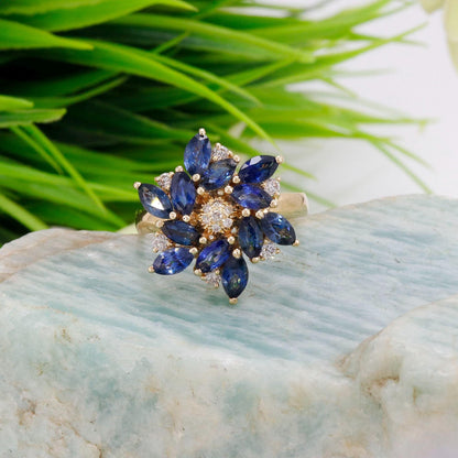 Sapphire & Yellow Ring 14K Gold