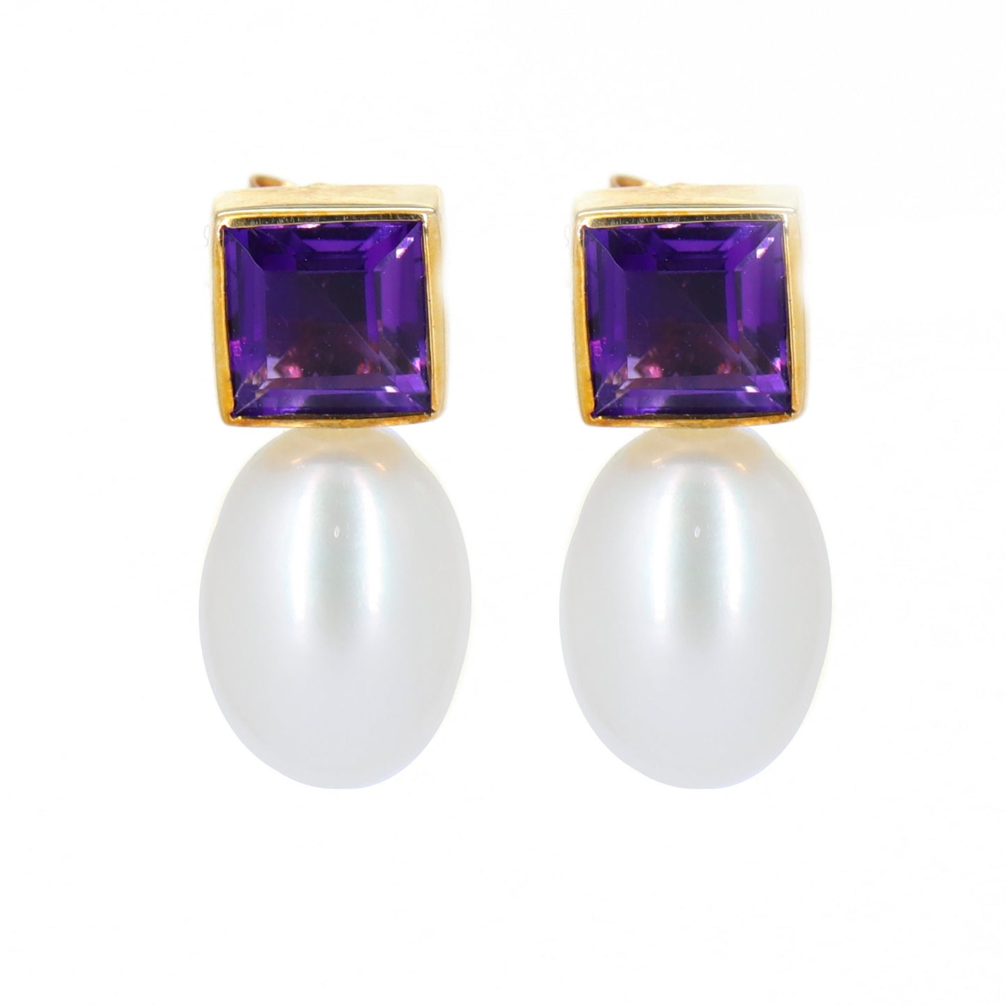 Amethyst/Peridot/Garnet Pearl Drop Earring Gold