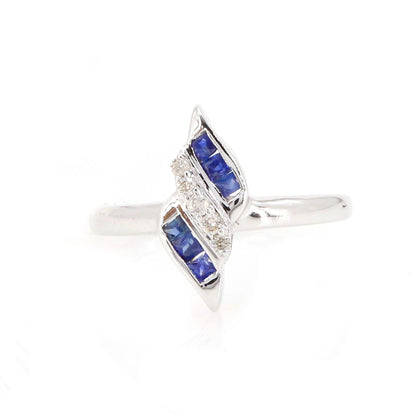 White Deep Blue Color Sapphire Elegant Design Ring 14K Gold
