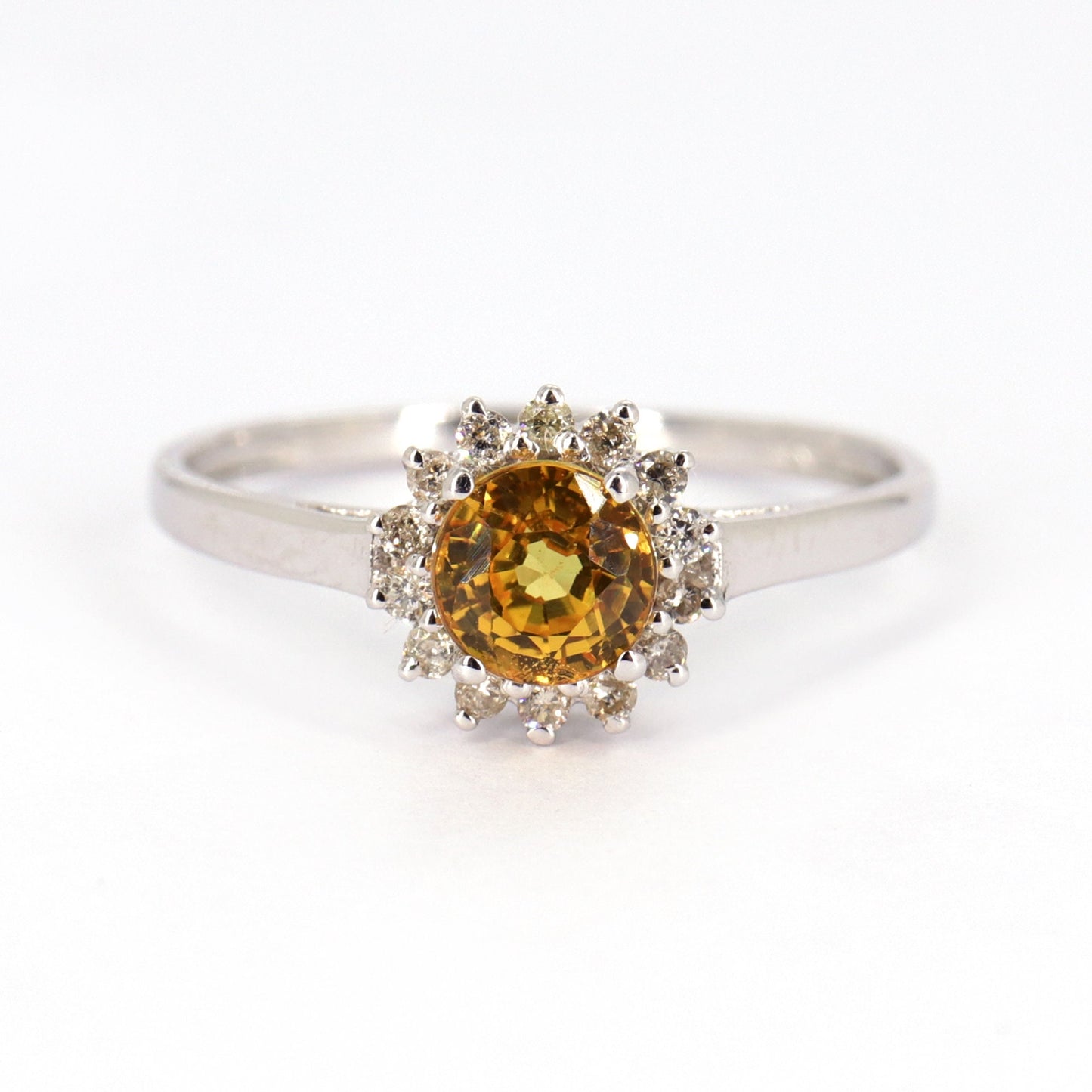 Brilliant Cut Yellow Sapphire Ring 14K Gold