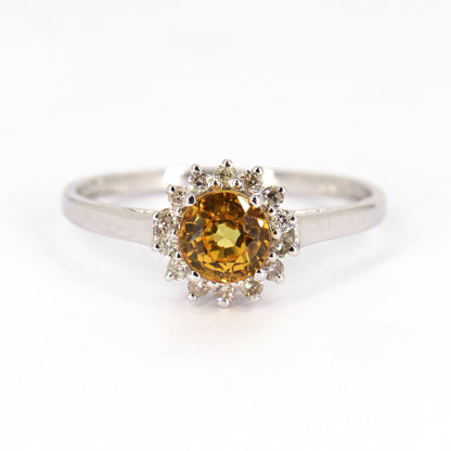 Brilliant Cut Yellow Sapphire Ring 14K Gold