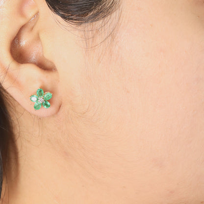 Yellow Emerald Stud Earring 14K Gold
