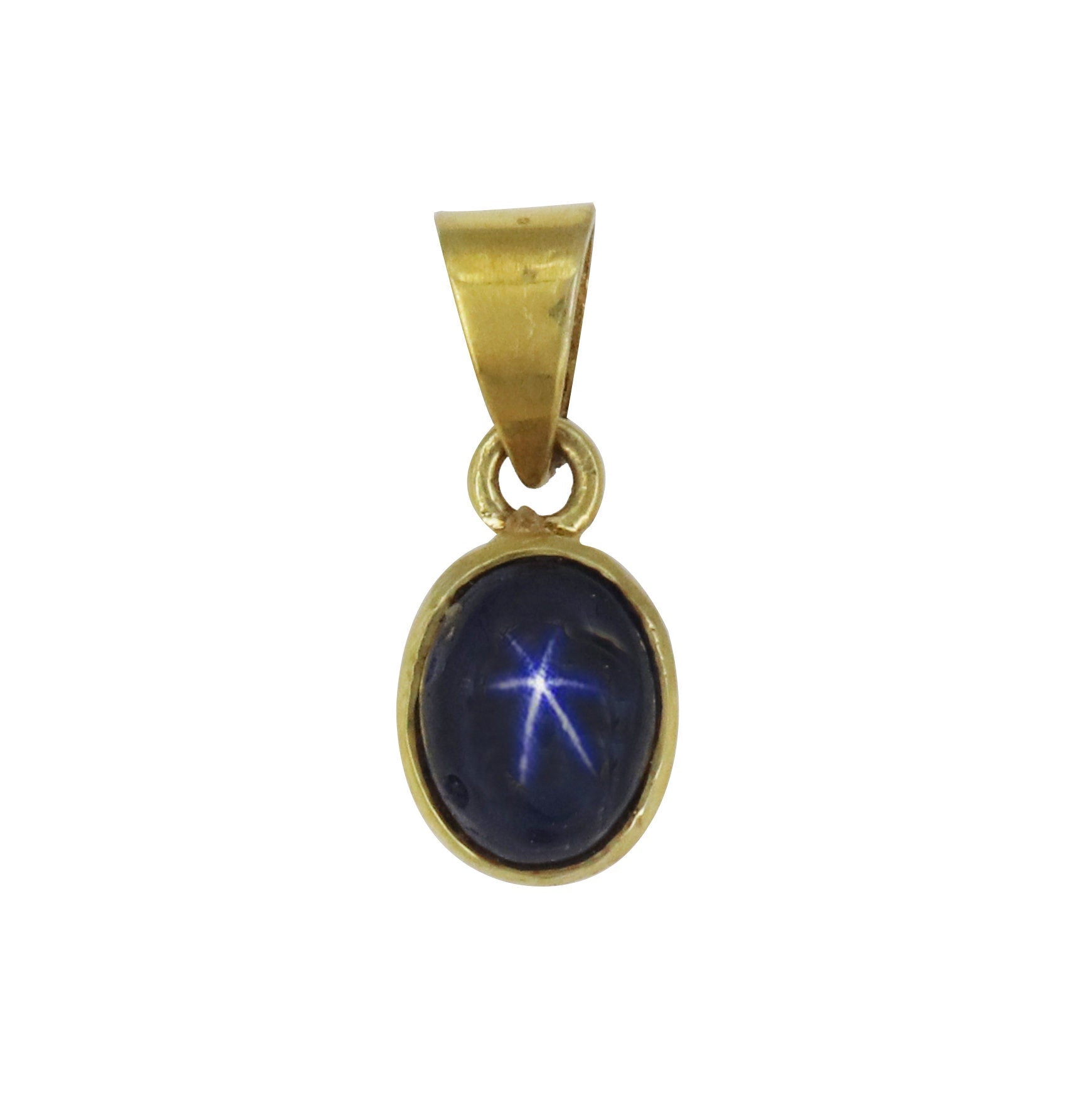 Blue Star Sapphire Pendant 14K Gold