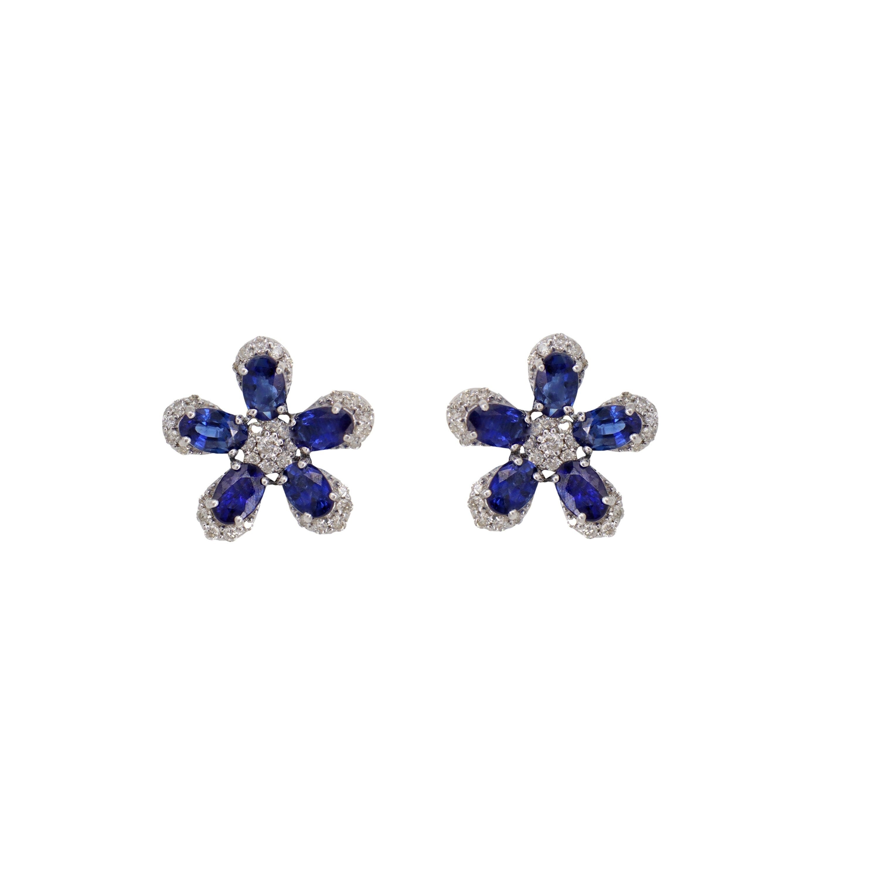 Flower Style Gemstone Earring 18K Gold