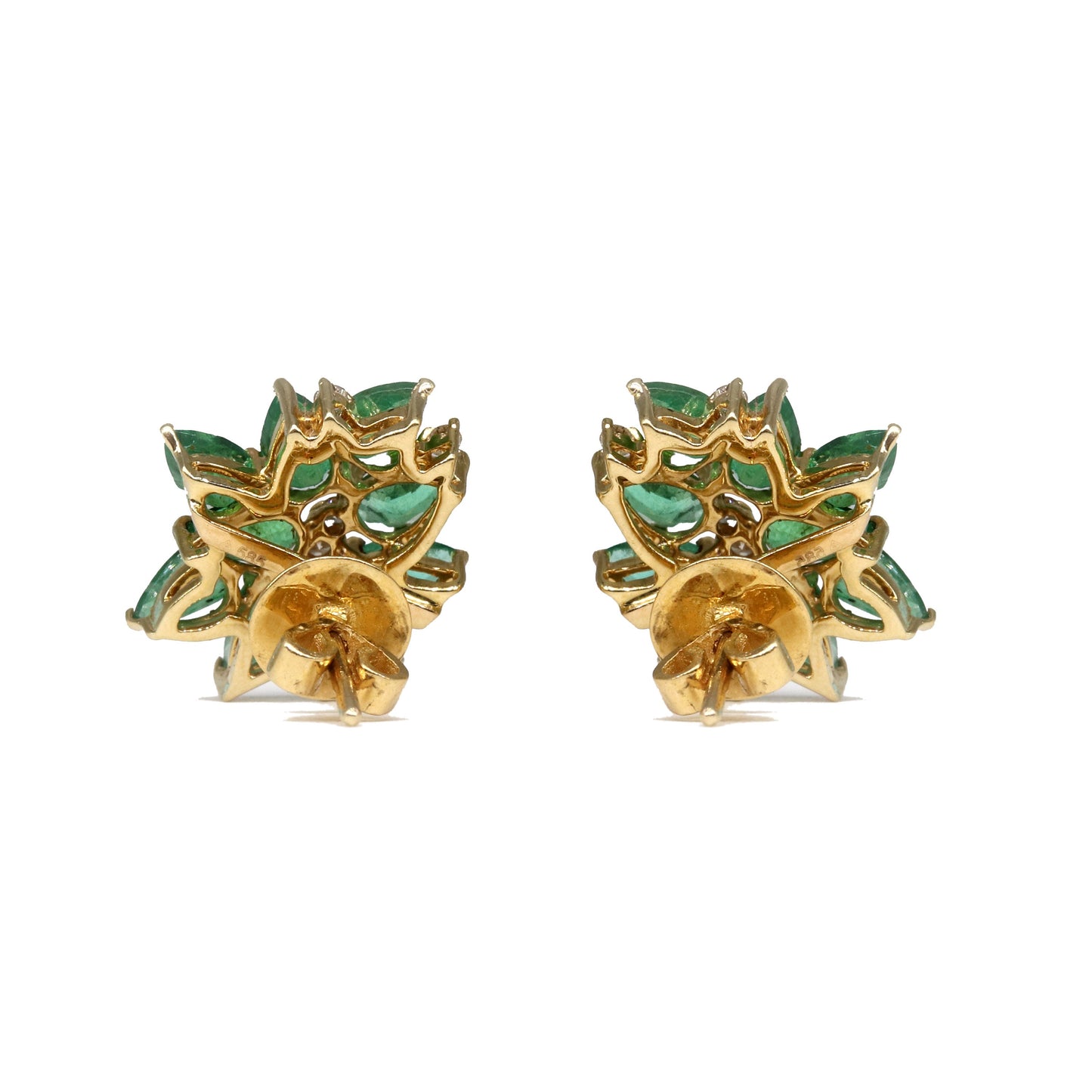 Yellow Women Studs / Emerald Earring 14K Gold