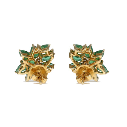 Yellow Women Studs / Emerald Earring 14K Gold