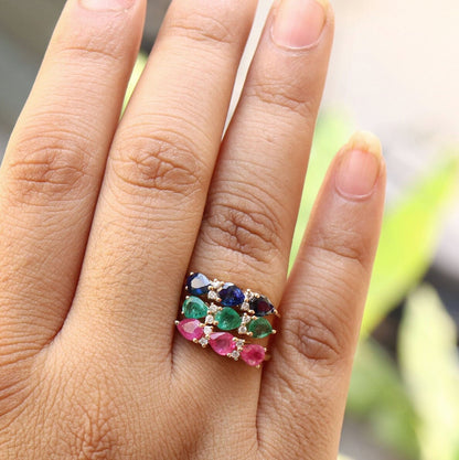 Pear Sapphire Ring 14K Gold