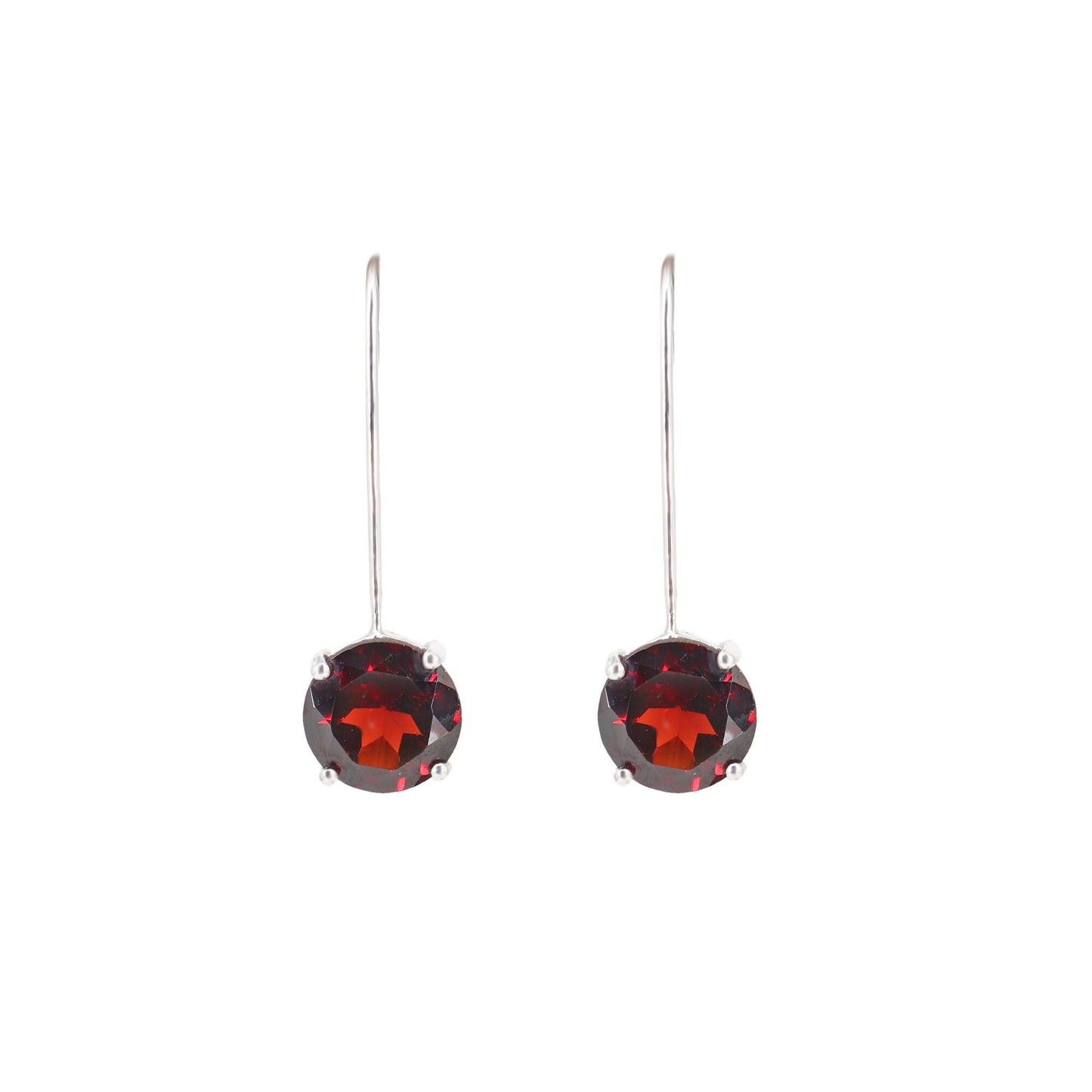 Red Garnet Round Shape Earring 14K Gold