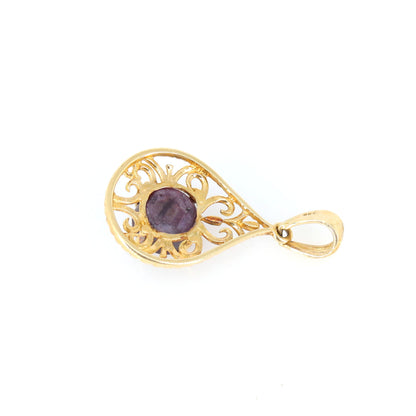 Filigree Style Star Ruby Pendant 14K Gold