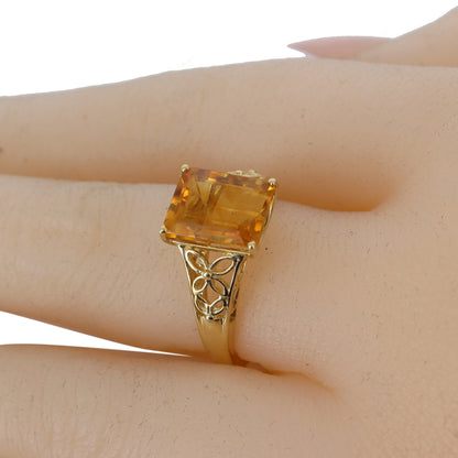 Yellow Filigree Citrine Ring 14K Gold