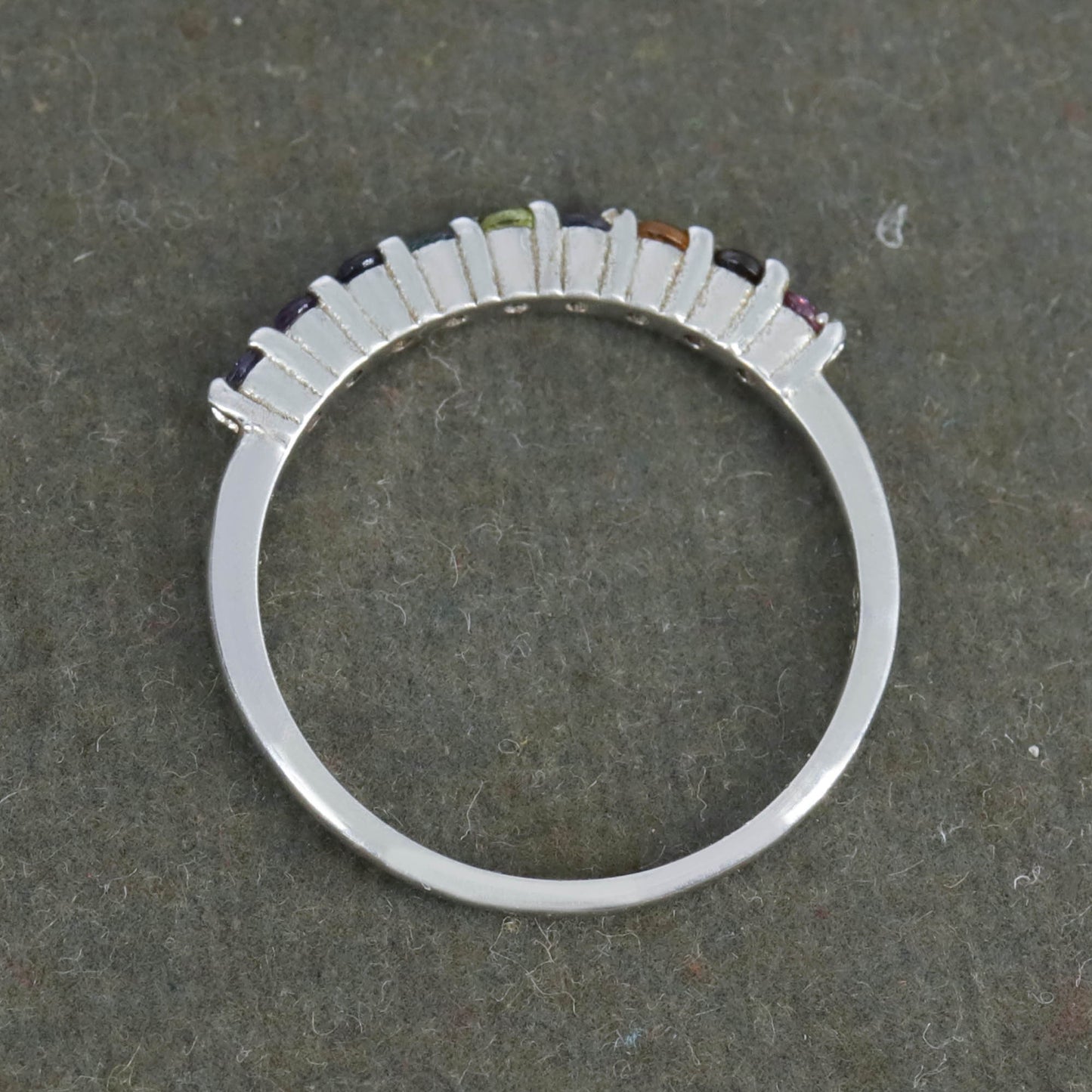Beautiful Multi Semi Precious Gemstone Ring Silver