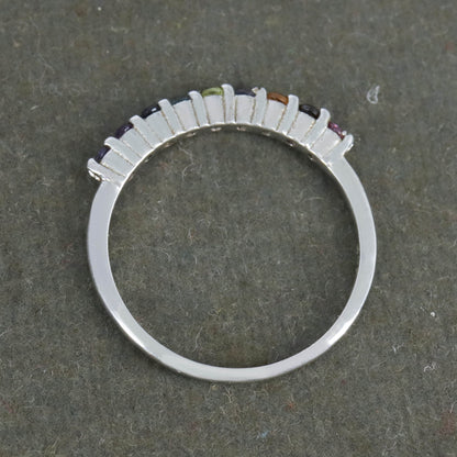 Beautiful Multi Semi Precious Gemstone Ring Silver