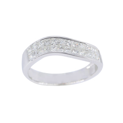 White Princess Cut Ring 14K Gold
