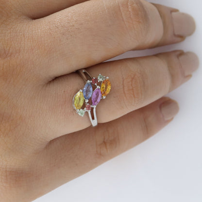 Multi Sapphire Ring Silver