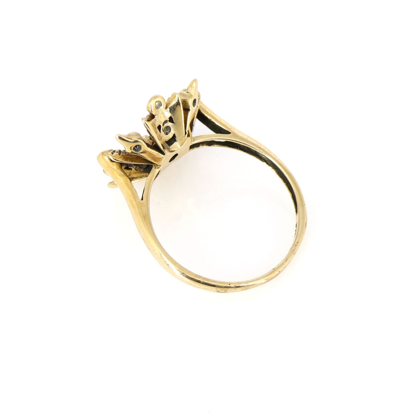 Antique Flower 9K Yellow Baroque Pearl Sapphire Ring Gold