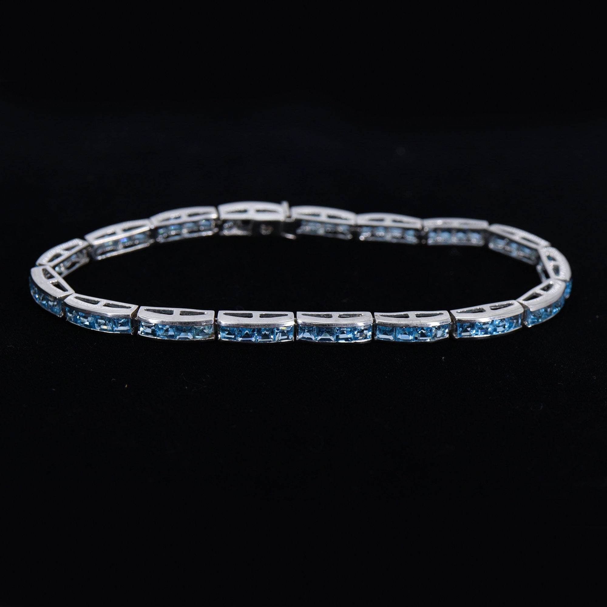 Swiss Blue Topaz Genuine Gemstones 925 Sterling Bracelet Silver