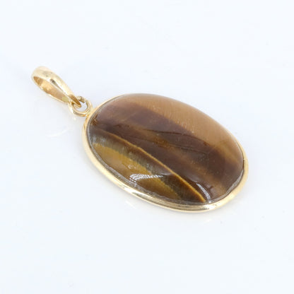 Tiger'S Eye Gemstone Pendant 14K Gold
