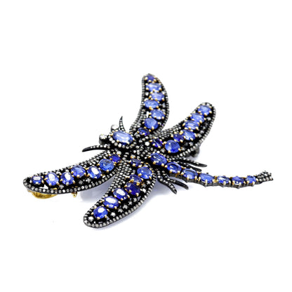 Exclusively Designed Dragon Fly Vintage Replica Brooch Cum Pendent Kynite . Gold